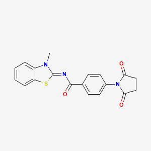molecular formula C19H15N3O3S B2828902 (E)-4-(2,5-dioxopyrrolidin-1-yl)-N-(3-methylbenzo[d]thiazol-2(3H)-ylidene)benzamide CAS No. 307327-07-7