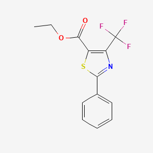 molecular formula C13H10F3NO2S B2828903 Ethyl 2-phenyl-4-(trifluoromethyl)-1,3-thiazole-5-carboxylate CAS No. 400077-94-3