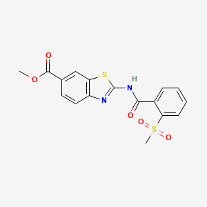 molecular formula C17H14N2O5S2 B2828905 Methyl 2-(2-(methylsulfonyl)benzamido)benzo[d]thiazole-6-carboxylate CAS No. 896369-30-5
