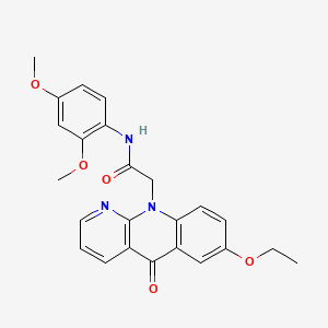 molecular formula C24H23N3O5 B2828907 N-(2,4-二甲氧基苯基)-2-(7-乙氧基-5-氧代苯并[b][1,8]萘咪啉-10(5H)-基)乙酰胺 CAS No. 894547-06-9