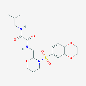 molecular formula C19H27N3O7S B2828917 N1-((3-((2,3-二氢苯并[b][1,4]二噁烷-6-基)磺酰)-1,3-噁唑环己烷-2-基)甲基)-N2-异丁氧乙酰胺 CAS No. 869071-73-8