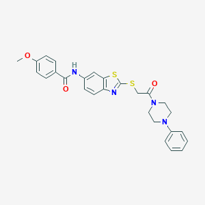 4-methoxy-N-(2-{[2-oxo-2-(4-phenylpiperazin-1-yl)ethyl]sulfanyl}-1,3-benzothiazol-6-yl)benzamide