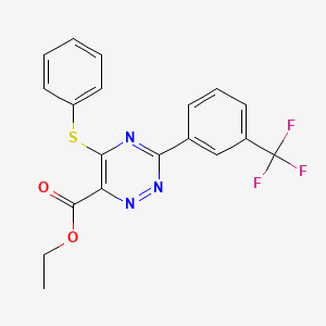 molecular formula C19H14F3N3O2S B2828922 乙酸5-(苯基硫代)-3-[3-(三氟甲基)苯基]-1,2,4-三嗪-6-羧酸乙酯 CAS No. 338957-00-9