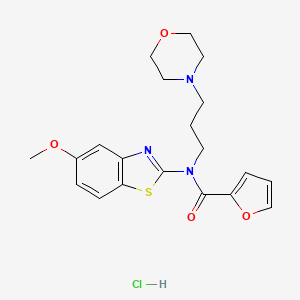 molecular formula C20H24ClN3O4S B2828935 N-(5-甲氧基苯并[d]噻唑-2-基)-N-(3-吗啉基丙基)呋喃-2-羧酰胺盐酸盐 CAS No. 1215331-18-2