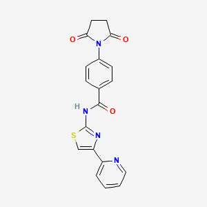molecular formula C19H14N4O3S B2828939 4-(2,5-dioxopyrrolidin-1-yl)-N-(4-(pyridin-2-yl)thiazol-2-yl)benzamide CAS No. 361479-24-5