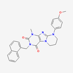 molecular formula C27H25N5O3 B2828949 9-(4-methoxyphenyl)-1-methyl-3-(naphthalen-1-ylmethyl)-7,8-dihydro-6H-purino[7,8-a]pyrimidine-2,4-dione CAS No. 844453-71-0