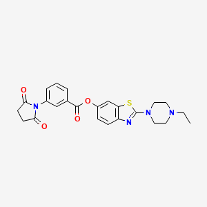 molecular formula C24H24N4O4S B2828950 2-(4-Ethylpiperazin-1-yl)benzo[d]thiazol-6-yl 3-(2,5-dioxopyrrolidin-1-yl)benzoate CAS No. 941995-25-1