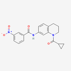 molecular formula C20H19N3O4 B2828951 N-[1-(环丙烷甲酰)-3,4-二氢-2H-喹啉-7-基]-3-硝基苯甲酰胺 CAS No. 898465-21-9