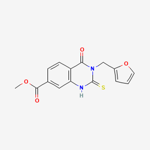 molecular formula C15H12N2O4S B2828956 Methyl 3-(furan-2-ylmethyl)-4-oxo-2-sulfanyl-3,4-dihydroquinazoline-7-carboxylate CAS No. 361158-21-6