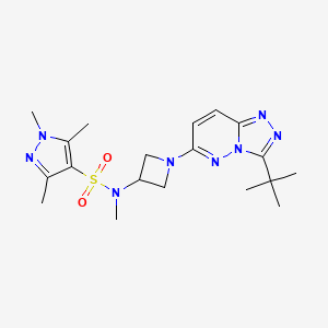 molecular formula C19H28N8O2S B2828957 N-(1-(3-(叔丁基)-[1,2,4]三唑并[4,3-b]吡啶-6-基)氮杂环丁烷-3-基)-N,1,3,5-四甲基-1H-吡唑-4-磺酰胺 CAS No. 2310123-34-1