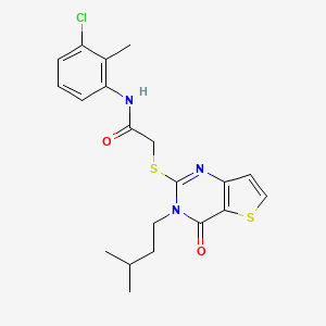 molecular formula C20H22ClN3O2S2 B2828975 N-(3-氯-2-甲基苯基)-2-{[3-(3-甲基丁基)-4-氧代-3,4-二氢噻吩并[3,2-d]嘧啶-2-基]硫基}乙酰胺 CAS No. 1252928-34-9