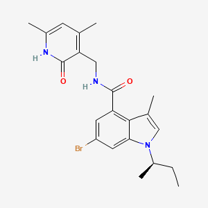 molecular formula C22H26BrN3O2 B2828980 (R)-6-bromo-1-(sec-butyl)-N-((4,6-dimethyl-2-oxo-1,2-dihydropyridin-3-yl)methyl)-3-methyl-1H-indole-4-carboxamide CAS No. 1346574-55-7