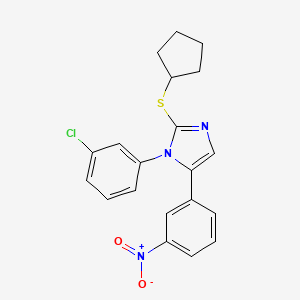 molecular formula C20H18ClN3O2S B2828982 1-(3-氯苯基)-2-(环戊硫基)-5-(3-硝基苯基)-1H-咪唑 CAS No. 1235351-88-8