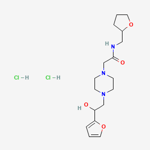 molecular formula C17H29Cl2N3O4 B2828984 2-(4-(2-(furan-2-yl)-2-hydroxyethyl)piperazin-1-yl)-N-((tetrahydrofuran-2-yl)methyl)acetamide dihydrochloride CAS No. 1396849-81-2