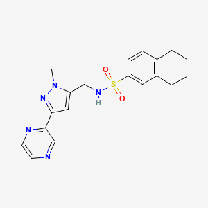 molecular formula C19H21N5O2S B2828998 N-((1-methyl-3-(pyrazin-2-yl)-1H-pyrazol-5-yl)methyl)-5,6,7,8-tetrahydronaphthalene-2-sulfonamide CAS No. 2034323-81-2