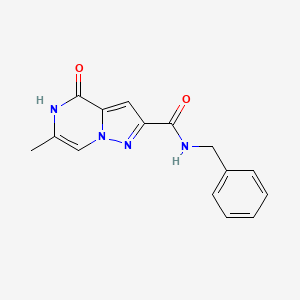 molecular formula C15H14N4O2 B2829001 N-benzyl-6-methyl-4-oxo-4,5-dihydropyrazolo[1,5-a]pyrazine-2-carboxamide CAS No. 1775348-24-7