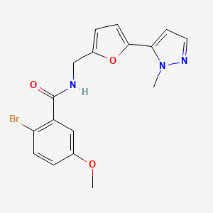 molecular formula C17H16BrN3O3 B2829004 2-Bromo-5-methoxy-N-[[5-(2-methylpyrazol-3-yl)furan-2-yl]methyl]benzamide CAS No. 2415570-98-6