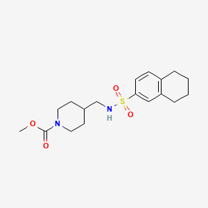 molecular formula C18H26N2O4S B2829005 Methyl 4-((5,6,7,8-tetrahydronaphthalene-2-sulfonamido)methyl)piperidine-1-carboxylate CAS No. 1235038-48-8