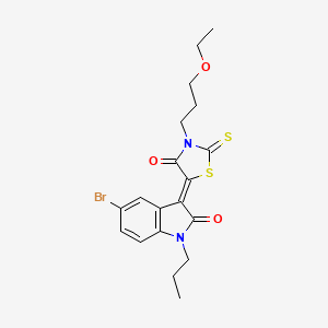 molecular formula C19H21BrN2O3S2 B2829008 (3Z)-5-bromo-3-[3-(3-ethoxypropyl)-4-oxo-2-thioxo-1,3-thiazolidin-5-ylidene]-1-propyl-1,3-dihydro-2H-indol-2-one CAS No. 617698-12-1