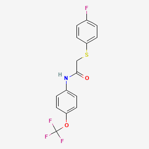 molecular formula C15H11F4NO2S B2829013 2-[(4-fluorophenyl)sulfanyl]-N-[4-(trifluoromethoxy)phenyl]acetamide CAS No. 329779-76-2