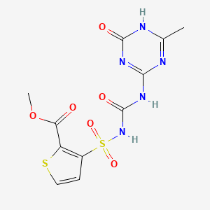 molecular formula C11H11N5O6S2 B2829015 Methyl 3-(N-((4-methyl-6-oxo-1,6-dihydro-1,3,5-triazin-2-yl)carbamoyl)sulfamoyl)thiophene-2-carboxylate CAS No. 150258-68-7