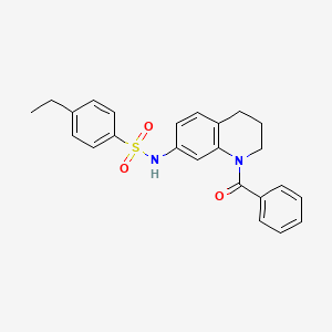 molecular formula C24H24N2O3S B2829016 N-(1-benzoyl-1,2,3,4-tetrahydroquinolin-7-yl)-4-ethylbenzenesulfonamide CAS No. 946289-90-3