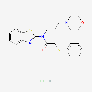 molecular formula C22H26ClN3O2S2 B2829018 N-(benzo[d]thiazol-2-yl)-N-(3-morpholinopropyl)-2-(phenylthio)acetamide hydrochloride CAS No. 1215405-24-5