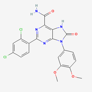 2-(2,4-dichlorophenyl)-9-(3,4-dimethoxyphenyl)-8-oxo-8,9-dihydro-7H-purine-6-carboxamide