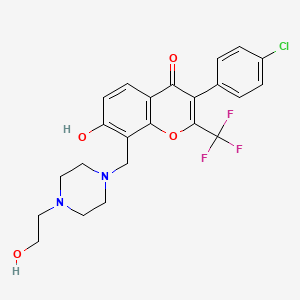 molecular formula C23H22ClF3N2O4 B2829038 3-(4-氯苯基)-7-羟基-8-((4-(2-羟乙基)哌嗪-1-基)甲基)-2-(三氟甲基)-4H-香豆素-4-酮 CAS No. 846062-69-9