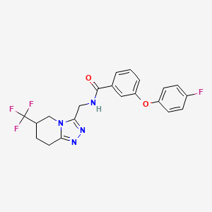 molecular formula C21H18F4N4O2 B2829040 3-(4-氟苯氧基)-N-((6-(三氟甲基)-5,6,7,8-四氢-[1,2,4]三唑[4,3-a]吡啶-3-基)甲基)苯甲酰胺 CAS No. 2034381-28-5