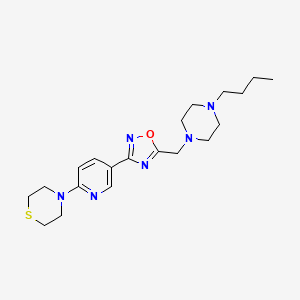 molecular formula C20H30N6OS B2829044 4-(5-{5-[(4-butylpiperazin-1-yl)methyl]-1,2,4-oxadiazol-3-yl}pyridin-2-yl)thiomorpholine CAS No. 1251705-36-8