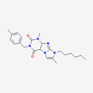 molecular formula C23H29N5O2 B2829048 8-hexyl-1,7-dimethyl-3-[(4-methylphenyl)methyl]-1H,2H,3H,4H,8H-imidazo[1,2-g]purine-2,4-dione CAS No. 904272-40-8