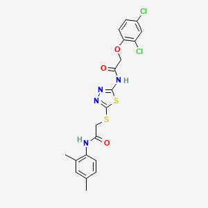 2-(2,4-dichlorophenoxy)-N-[5-[2-(2,4-dimethylanilino)-2-oxoethyl]sulfanyl-1,3,4-thiadiazol-2-yl]acetamide