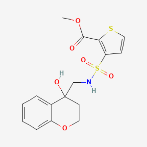 molecular formula C16H17NO6S2 B2829057 methyl 3-(N-((4-hydroxychroman-4-yl)methyl)sulfamoyl)thiophene-2-carboxylate CAS No. 1396887-87-8