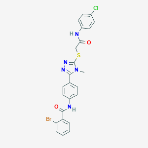 molecular formula C24H19BrClN5O2S B282908 2-bromo-N-{4-[5-({2-[(4-chlorophenyl)amino]-2-oxoethyl}sulfanyl)-4-methyl-4H-1,2,4-triazol-3-yl]phenyl}benzamide 