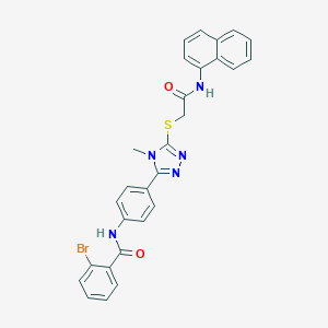 molecular formula C28H22BrN5O2S B282909 2-bromo-N-[4-(4-methyl-5-{[2-(naphthalen-1-ylamino)-2-oxoethyl]sulfanyl}-4H-1,2,4-triazol-3-yl)phenyl]benzamide 