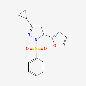 3-cyclopropyl-5-(furan-2-yl)-1-(phenylsulfonyl)-4,5-dihydro-1H-pyrazole