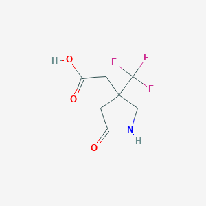 molecular formula C7H8F3NO3 B2829102 2-(5-Oxo-3-(trifluoromethyl)pyrrolidin-3-YL)acetic acid CAS No. 2361636-10-2