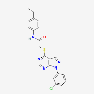 molecular formula C21H18ClN5OS B2829103 2-((1-(3-氯苯基)-1H-吡唑并[3,4-d]嘧啶-4-基)硫)-N-(4-乙基苯基)乙酰胺 CAS No. 893918-26-8