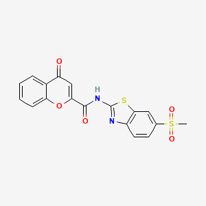 molecular formula C18H12N2O5S2 B2829106 N-(6-methylsulfonyl-1,3-benzothiazol-2-yl)-4-oxochromene-2-carboxamide CAS No. 361478-86-6