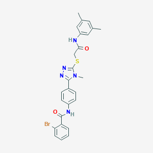 molecular formula C26H24BrN5O2S B282911 2-bromo-N-{4-[5-({2-[(3,5-dimethylphenyl)amino]-2-oxoethyl}sulfanyl)-4-methyl-4H-1,2,4-triazol-3-yl]phenyl}benzamide 