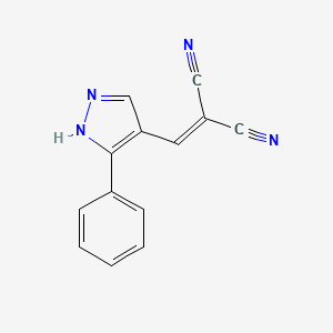 molecular formula C13H8N4 B2829112 2-[(5-phenyl-1H-pyrazol-4-yl)methylidene]propanedinitrile CAS No. 477710-85-3