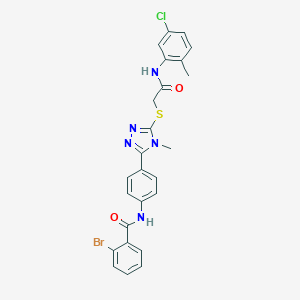 molecular formula C25H21BrClN5O2S B282912 2-bromo-N-{4-[5-({2-[(5-chloro-2-methylphenyl)amino]-2-oxoethyl}sulfanyl)-4-methyl-4H-1,2,4-triazol-3-yl]phenyl}benzamide 