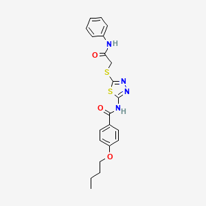molecular formula C21H22N4O3S2 B2829121 N-[5-(2-苯胺基-2-氧代乙基)硫代-1,3,4-噻二唑-2-基]-4-丁氧基苯甲酰胺 CAS No. 392291-01-9