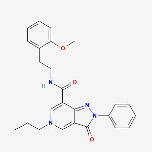 molecular formula C25H26N4O3 B2829127 N-(2-methoxyphenethyl)-3-oxo-2-phenyl-5-propyl-3,5-dihydro-2H-pyrazolo[4,3-c]pyridine-7-carboxamide CAS No. 921514-45-6