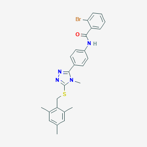 molecular formula C26H25BrN4OS B282914 2-bromo-N-(4-{4-methyl-5-[(2,4,6-trimethylbenzyl)sulfanyl]-4H-1,2,4-triazol-3-yl}phenyl)benzamide 