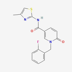 molecular formula C17H14FN3O2S B2829140 1-(2-fluorobenzyl)-N-(4-methylthiazol-2-yl)-6-oxo-1,6-dihydropyridine-3-carboxamide CAS No. 941973-64-4