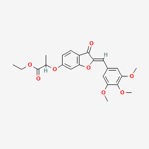 molecular formula C23H24O8 B2829142 (Z)-ethyl 2-((3-oxo-2-(3,4,5-trimethoxybenzylidene)-2,3-dihydrobenzofuran-6-yl)oxy)propanoate CAS No. 858764-12-2