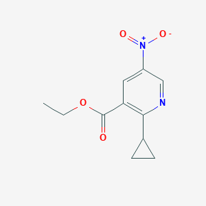 molecular formula C11H12N2O4 B2829148 Ethyl 2-cyclopropyl-5-nitropyridine-3-carboxylate CAS No. 1211537-91-5