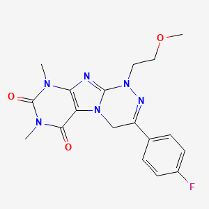 molecular formula C18H19FN6O3 B2829152 3-(4-fluorophenyl)-1-(2-methoxyethyl)-7,9-dimethyl-5,7,9-trihydro-4H-1,2,4-tri azino[4,3-h]purine-6,8-dione CAS No. 898449-30-4
